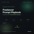 Freelancer Prompt Playbook cover: four client work stages on a dotted loop through a gold next project node.